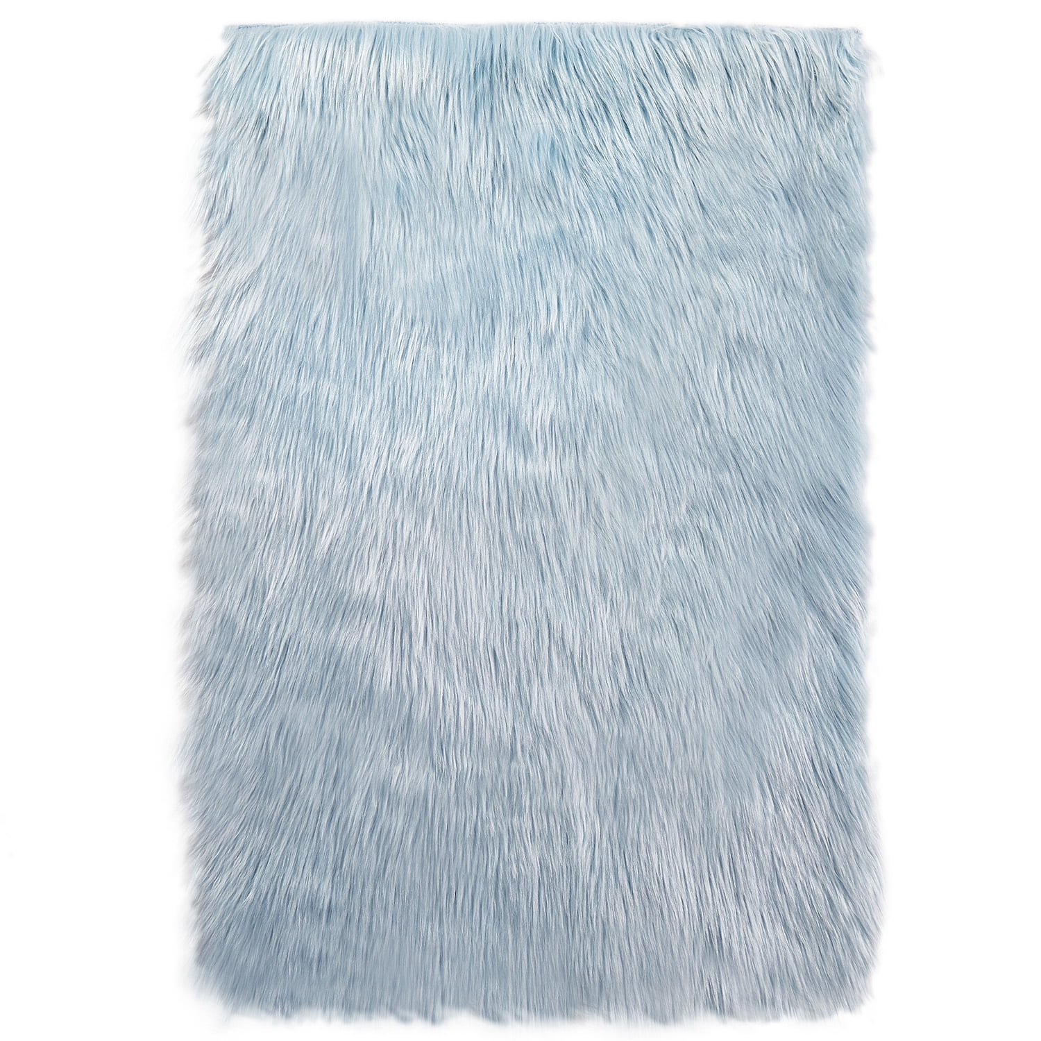 Phantoscope Deluxe Soft Faux Sheepskin Fur Series Decorative Indoor Area Rug 2 x 3 Feet Rectangle, Light Blue, 1 Pack