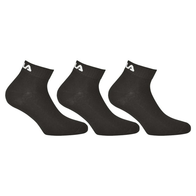 FILA Calcetines de Cuarto de Milla Unisex, 3 pares - Calcetines cortos, Sport, Logotipo Cintura, uni, 35-46 Negro 43-46 (9-11 UK)