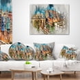 thumbnail image 3 of Designart Villajoyosa Town Digital Art Panorama - Cityscape Throw Pillow - 18x18, 3 of 4