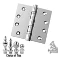 thumbnail image 2 of EMBASSY Door Hinge 4.5 x 4.5 Solid Brass Polished Chrome with Steeple Tips, 2 of 7