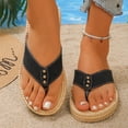 thumbnail image 6 of Women's Summer Flip Flops Round Toe Thong Design Casual Open Slip On Comfortable Lightweight Beach Shoes, 6 of 7