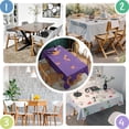 thumbnail image 4 of Purple Halloween Pumpkins Bats and Spiders Rectangle Tablecloth 60"x84",Waterproof Polyester Rectangle Table Cloth, Wipeable Spillproof Polyester Tablecloth for Dining, Camping, Indoor and Outdoor, 4 of 5