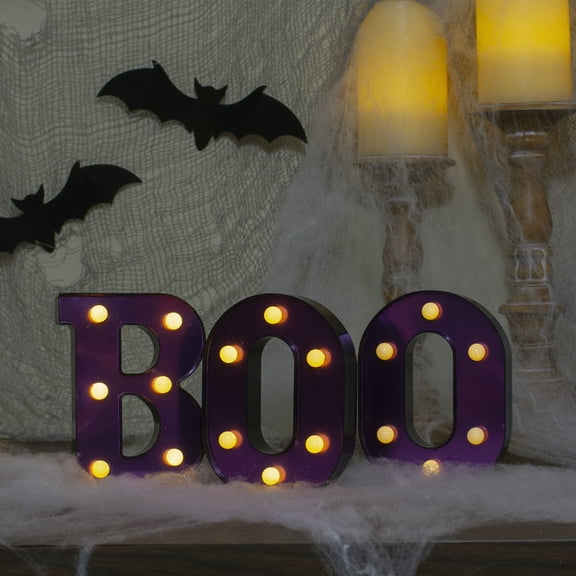 Northlight LED Lighted BOO Halloween Marquee Style Sign - 6.25" - Purple