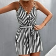 thumbnail image 2 of aidice Dressy Jumpsuits for Women V Neck Sleeveless Adjustable Strap Striped Belt Shorts Office Rompers, 2 of 5