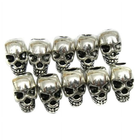

NUOLUX 30pcs Skull Spacer Beads DIY Accessories for Necklace / Bracelets / Earrings Making (Silver)