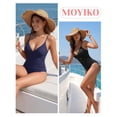 thumbnail image 4 of MOYIKO One Piece Swimsuits for Women Tummy Control Bathing Suit Ruched Sexy V Neck Slimming Swimwear, 4 of 7