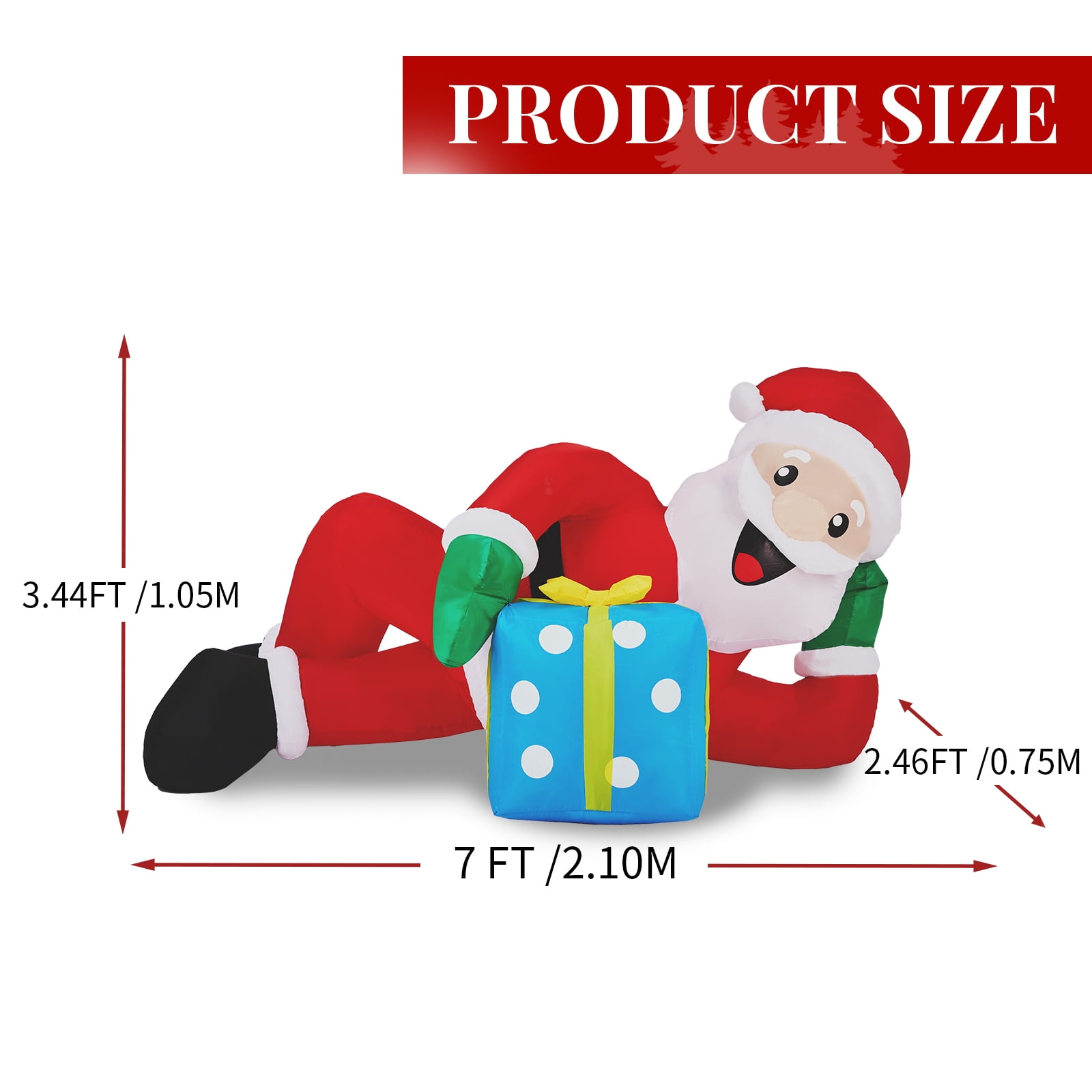 Astoutdoor 7 ft Lighted Christmas Inflatable Decoration, Santa Lying on Floor with Built-in LED Lights, Blow Up Yard Decor for Holiday Front Yard Lawn Garden