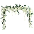 thumbnail image 4 of Artificial Silk Wisteria Vine Rattan Garland Fake Hanging Flower Wedding Party Home Garden Outdoor Ceremony Floral Decor,4.6 ft, 6 Pieces (White-3), 4 of 5