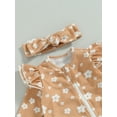 thumbnail image 5 of Bagilaanoe Newborn Baby Girl Casual Jumpsuits Floral Print Long Sleeve Bodysuits + Headband 3M 6M 12M 18M 24M Infant Ruffle One Piece Rompers, 5 of 8