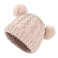 thumbnail image 3 of CPNG Kids Winter Knitted Beanie Hat Cute Girls Hats with Double Faux Fur Pom Pom Warm Fleece Lined Knit Beanies Cap for Cold Weather, 3 of 7