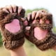 thumbnail image 1 of Guantes de garra de gato Guantes de invierno con dibujos de gatos para niñas Guantes de medio dedo con forma de pata de oso esponjosos y gruesos, 1 of 4