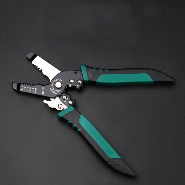 HEALEEP Pinza Para Pelar Y Cortar Cables Verde Con Nariz Para Y Seguro