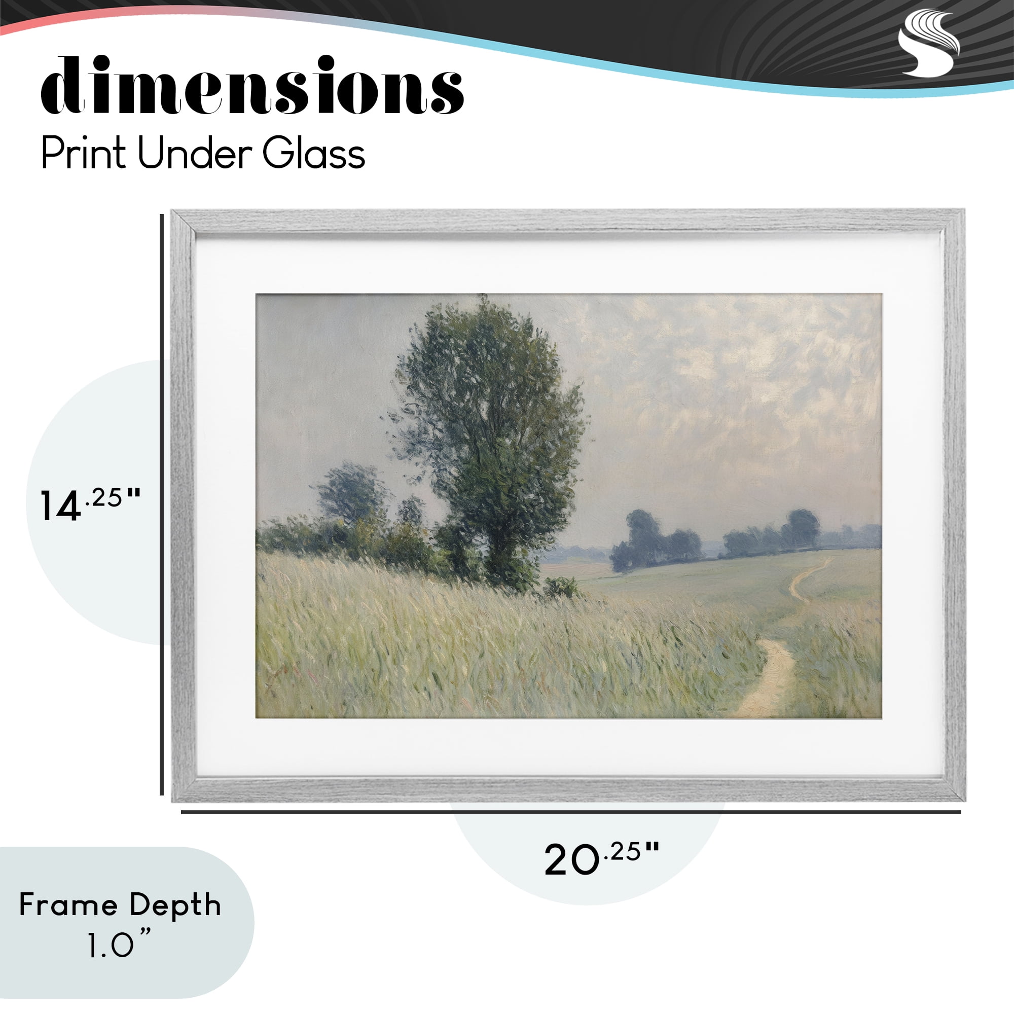 Stupell Industries Tall Grass Path Through Meadow Gray Framed Print Under Glass, design by Petal Prints Design