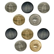 Cute Baby Bottle Set of 10 Metal 0.6" (15mm) Sewing Shank Round Buttons - Black Color