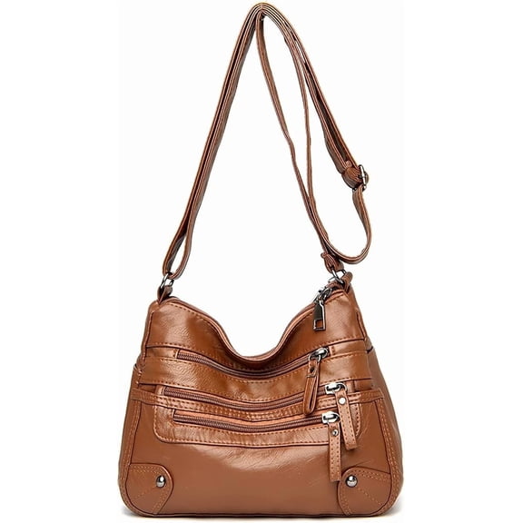 KXF Crossbody Bag for Women - Soft PU Leather Multi-Pocket Shoulder Bag Handbag with Adjustable Strap