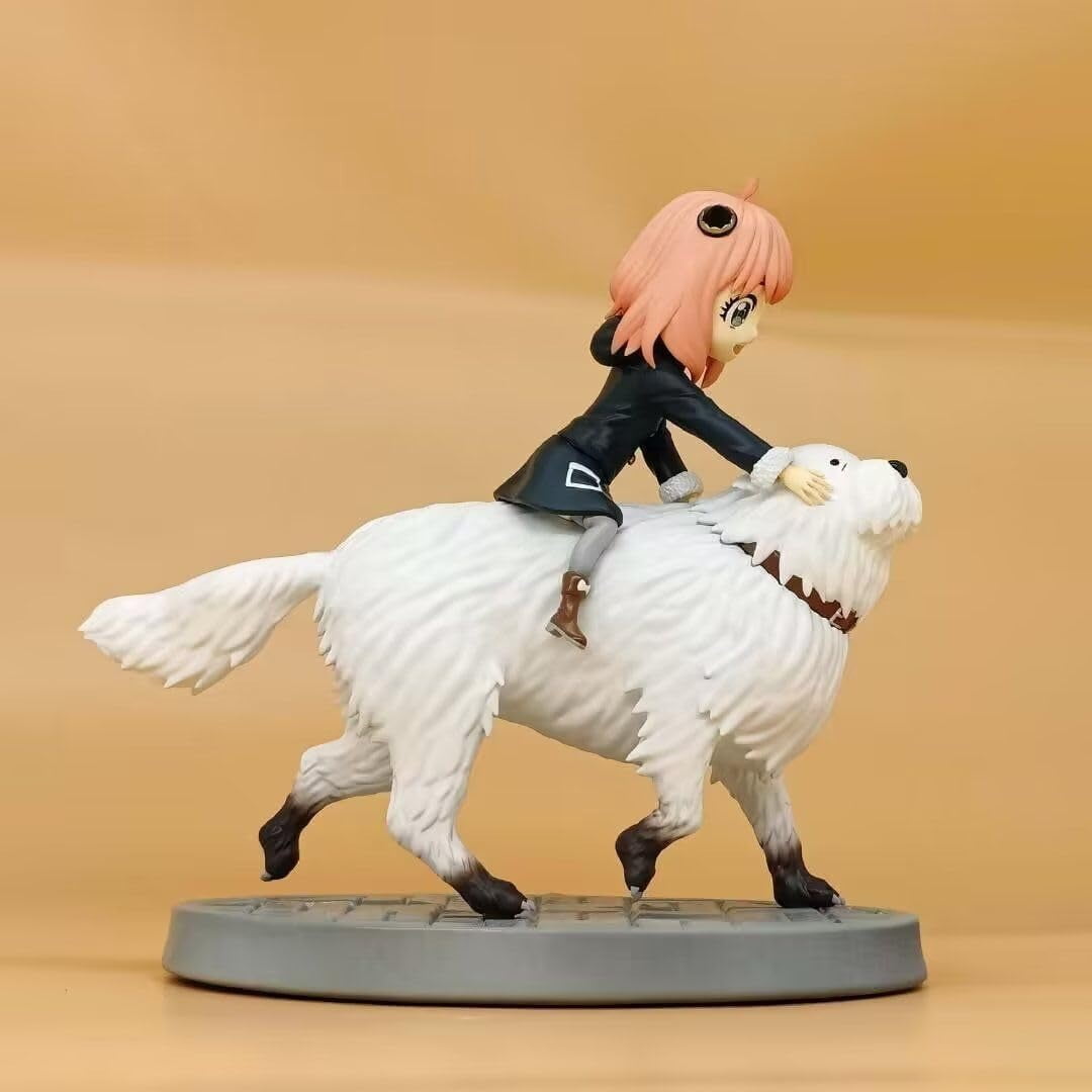 New Anya Forger Figure, Bond Figure, Anya Ride Bond Action Figures 22cm/8.7inch Handmade PVC Statues Collectible Souvenirs for Anime Fans Gifts