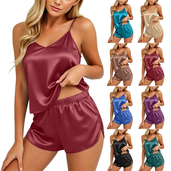 Bovxnpu Womens Pajama SetCami and Shorts Set Loungewear Sleepwear