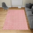 thumbnail image 1 of Modern Turkish Area Rug, Geometric Triangle Shapes Zig Zag Triggering Lines Minimalist Pattern Print, Soft Carpet for Living Room Decor with Distressed Look, 5.2' X 7.6', Blush Ruby, by Ambesonne, 1 of 3