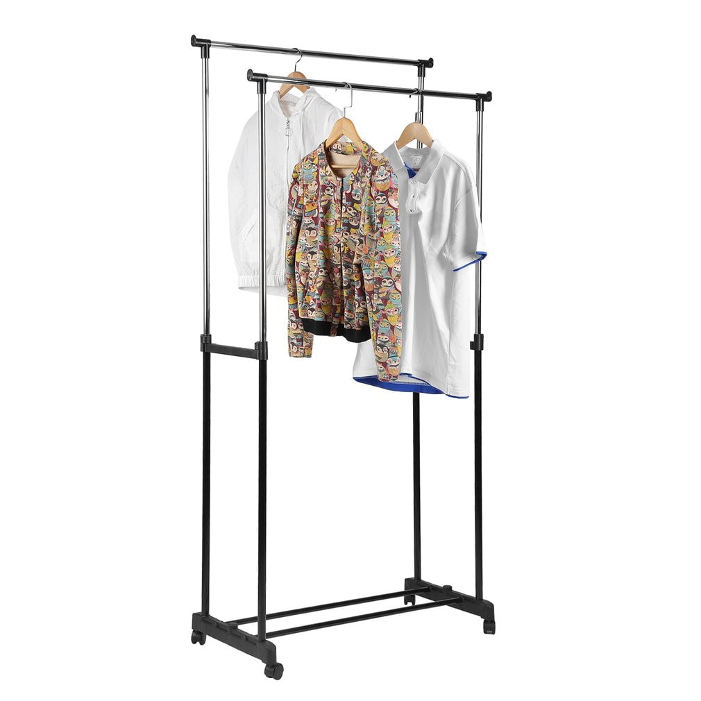 Hot Style Single/Double Commercial Cloth Rolling Dry Garment Rack Hanger Holder 