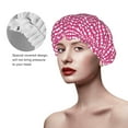 thumbnail image 4 of Kdxio Pink Gingham Print Shower Cap for Women,Elastic and Reusable,Double Waterproof Layers Bathing Hat, 4 of 9