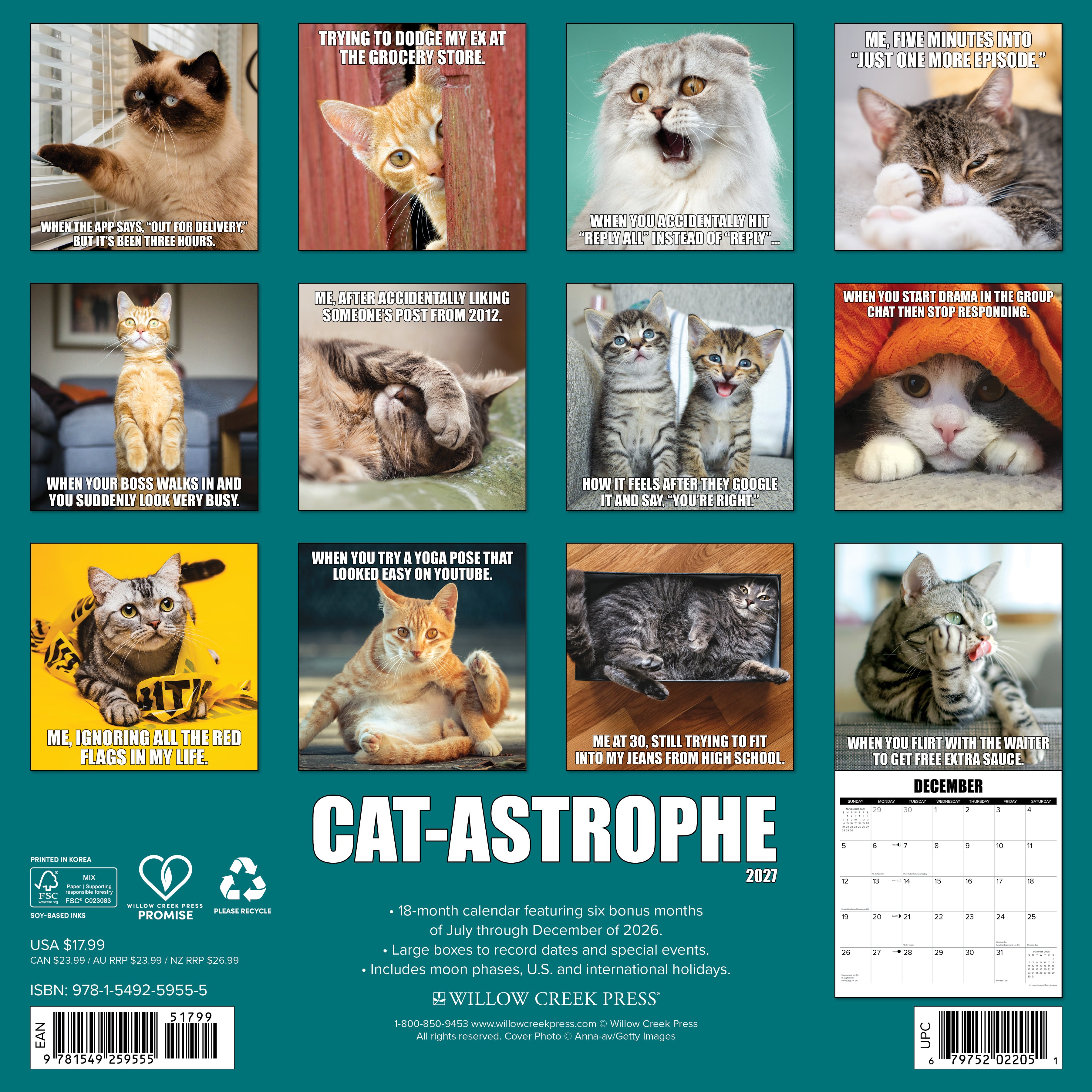 Willow Creek Press, Cat-astrophe 2027 Wall Calendar