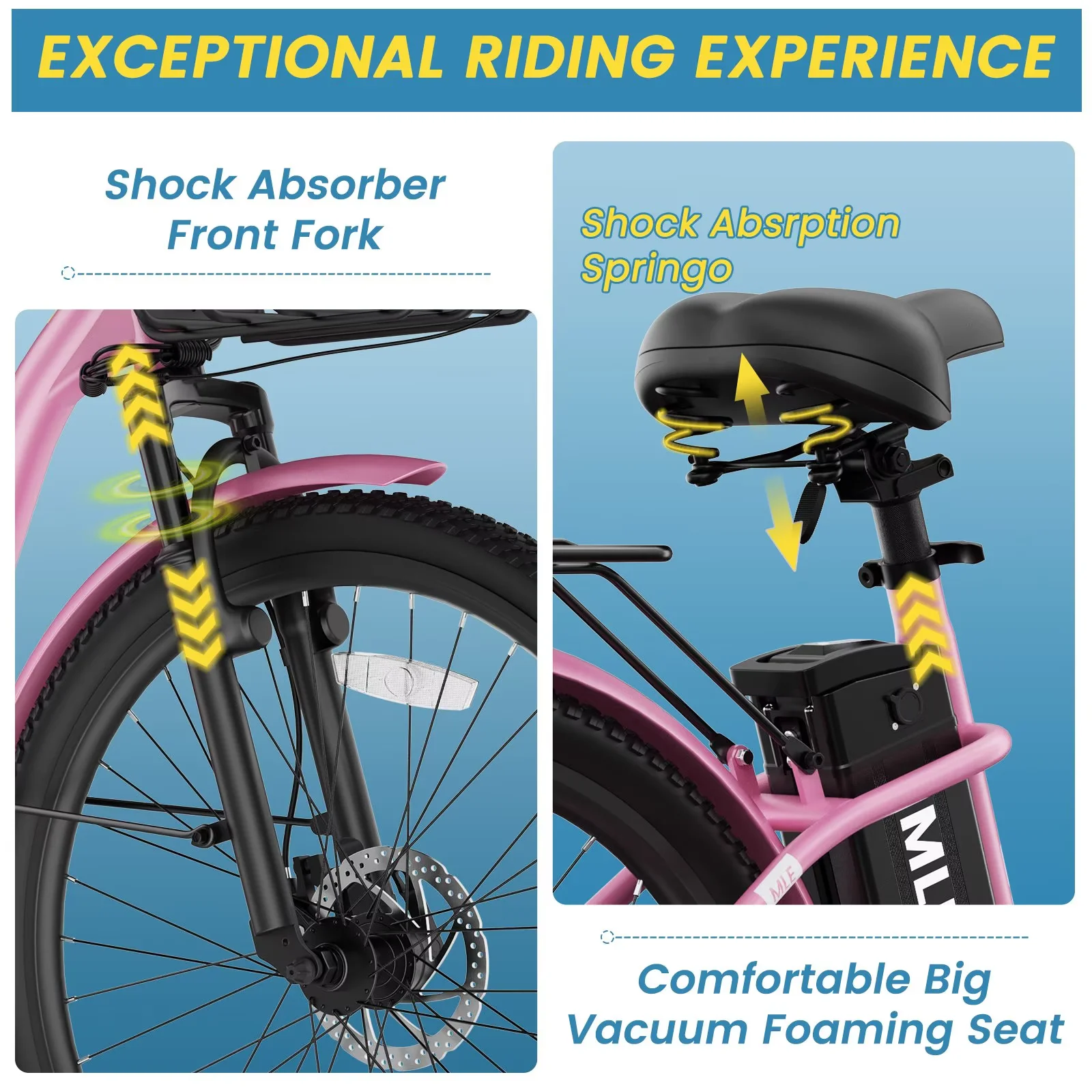 Lilypelle Electric Bike for Unisex Adults,24/26" 7-Speed Step Thru Electric Bicycle ,36V,20MPH
