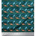 thumbnail image 1 of Soimoi Satin Silk Fabric Tree & Dinosaur Animal Printed Fabric 1 Yard 42 Inch Wide, 1 of 1