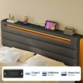 thumbnail image 4 of Greenstell Queen Size Bed Frame with Upholstered Storage Headboard and LED Light, Bed Platform with Charging Station, USB Ports, Under-bed Storage, Dark Gray, 4 of 8