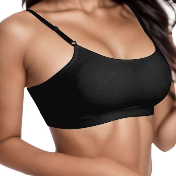 Gibobby Sujetador sin mangas deportivo desmontable para mujer, cómodo, sexy, de ajuste, sin borde de Brasieres para mujer sin varilla(Negro,G)