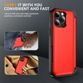 thumbnail image 5 of For iPhone 15 Pro Wallet Case with Card Holder Heavy Duty Protective Dual Layer Shockproof [Hidden Card Slot] [Kickstand] Slim Case for iPhone 15 Pro for Women&Men, Red, 5 of 9