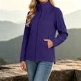 thumbnail image 3 of Kizanda Women Full Zip Outdoor Jacket with Zipper Pockets Stand Collar No Hood Outdoor Hiking Long Sleeve Blouse Fall Winter Mock Neck Casual Outerwear Top M, 3 of 9
