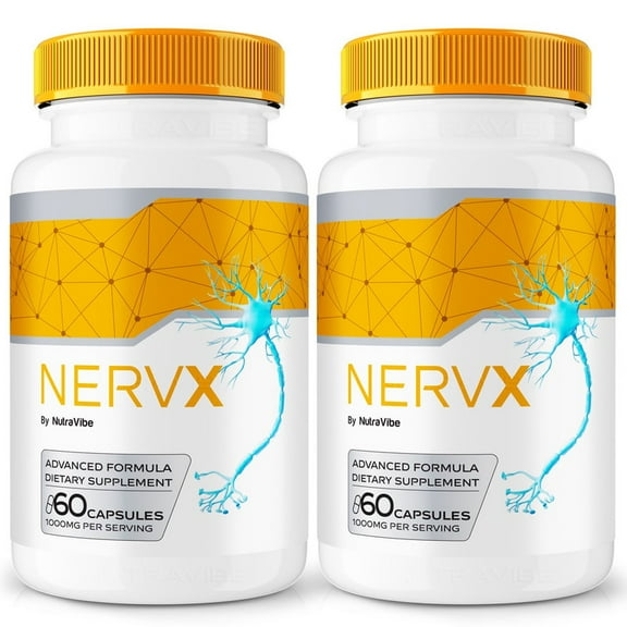 (2 Pack) NervX – Natural Daily Support Blend for Nerves, Memory & Focus | Nerv X Easy-to-Take Capsules (120 Capsules)
