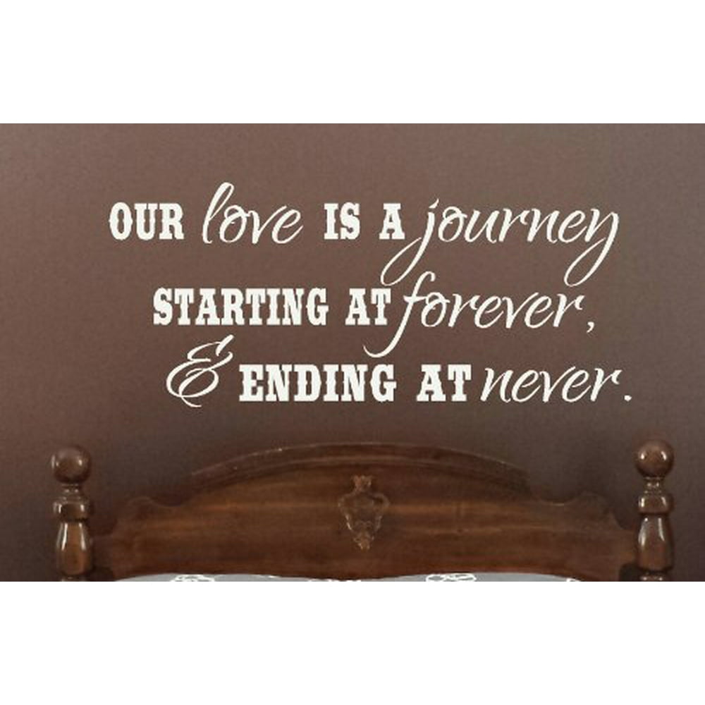 Bedroom Décor Our Love is a Journey Wall Decals Vinyl Sticker Quote, 27x11.5Inch, White