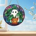 thumbnail image 6 of Cute Ghost Plant Suncatcher, Ghost Stained Glass Hanging Ornament, Ghost with Plants Pots Acrylic Window Hanging for Window and Wall Hang Halloween Decoration(15cm), 6 of 9