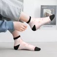 thumbnail image 2 of Rateoe Flower Rabbit Pattern Quarter Crew Socks,Toe Seamed Ankle Socks,Cotton Cushioned Breathable Athletic Crew Sports Socks, 2 of 7