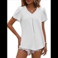 thumbnail image 1 of Blusas Elegantes de para Mujer, de Verano, con Pétalos Abullonados, Mangas , Cuello en V, Blusas Informales de Trabajo XXL, 1 of 8