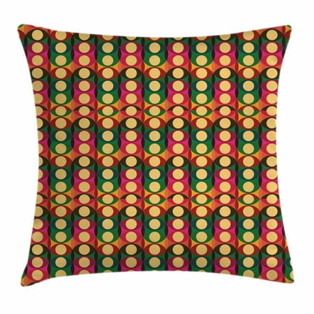 Tone Geometric Circles - Retro Throw Pillow Cushion Cover, Pop Art Style Oval Geometric Figures with Inner Circles Pastel Toned Vintage Pattern, Decorative Square Accent Pillow Case, 18 X 18 Inches, Multicolor, by Ambesonne