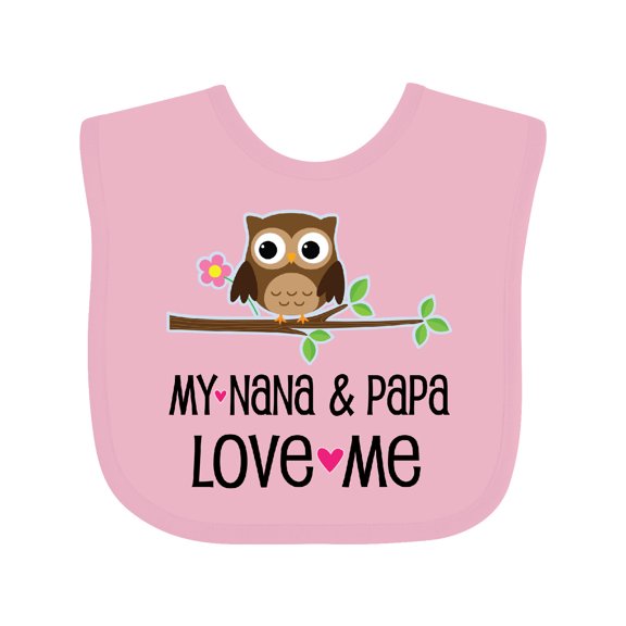 Inktastic Nana and Papa Love Me Baby Girl Girls Baby Bib