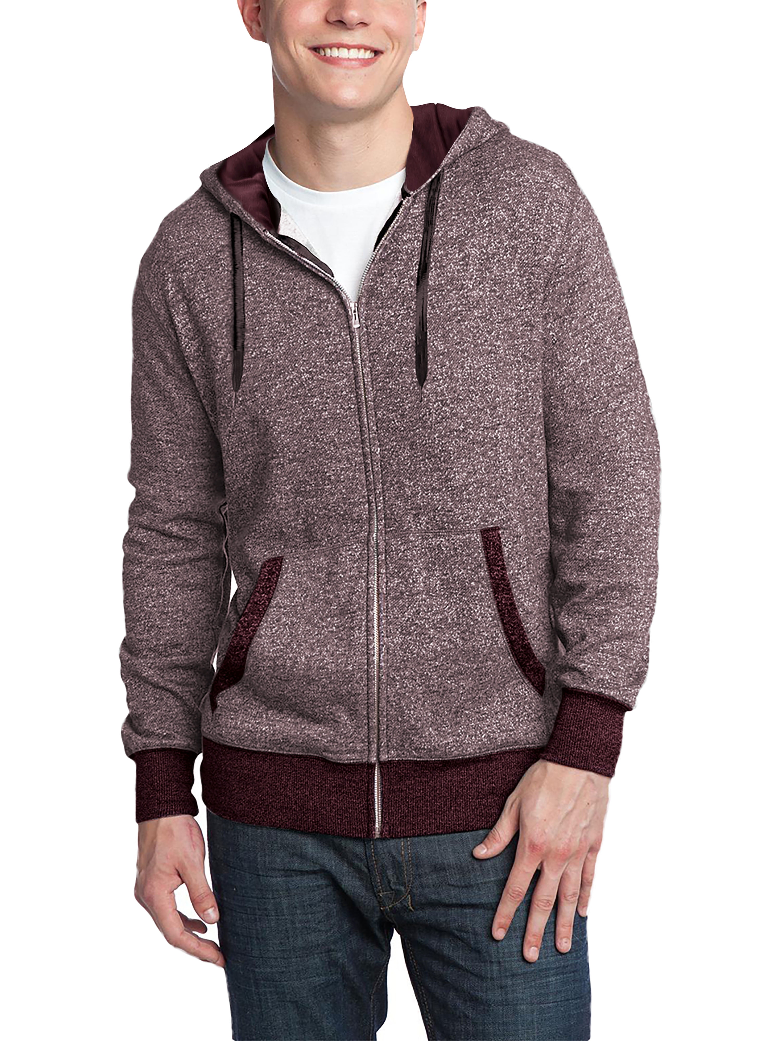 Hat and Beyond - Hat and Beyond Men's Basic Solid Marled Zip Up Hoodie ...