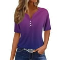 thumbnail image 2 of Taylonsss Women's Casual Solid Color Medium Short Sleeve V-Neck Top, 2 of 6