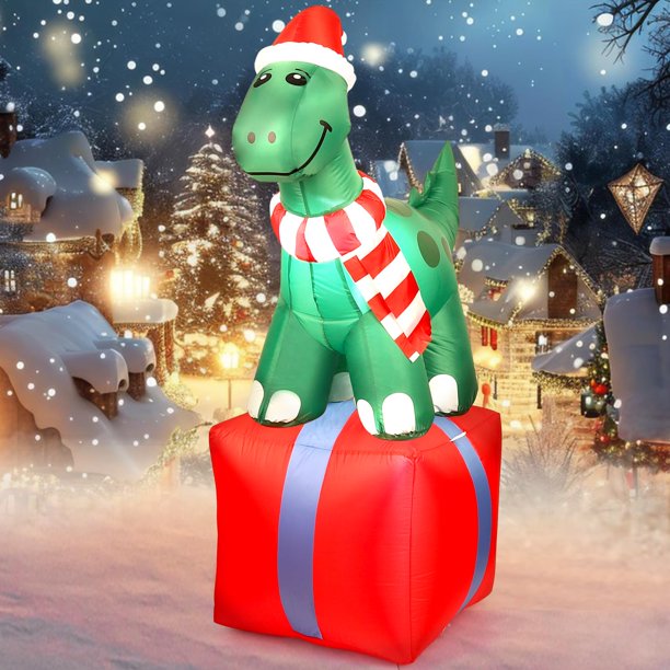 Decoración inflable navideña para exteriores, dinosaurio, 5 pies, AKALOL
