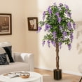 thumbnail image 4 of Costway 2 PCS 5.5 FT Tall Artificial Ficus Tree Faux Wisteria Plant in Nursery Pot Decoration Purple, 4 of 10