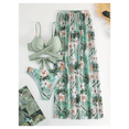 thumbnail image 5 of 2026 New module Women's Light Green Tropical Floral Pineapple Print 3-Piece Swim Set - Cross Wrap Underwire Bikini Top with Printed Bottoms Matching Maxi Skirt for Beach, Pool, Vacation S-XL, 5 of 5