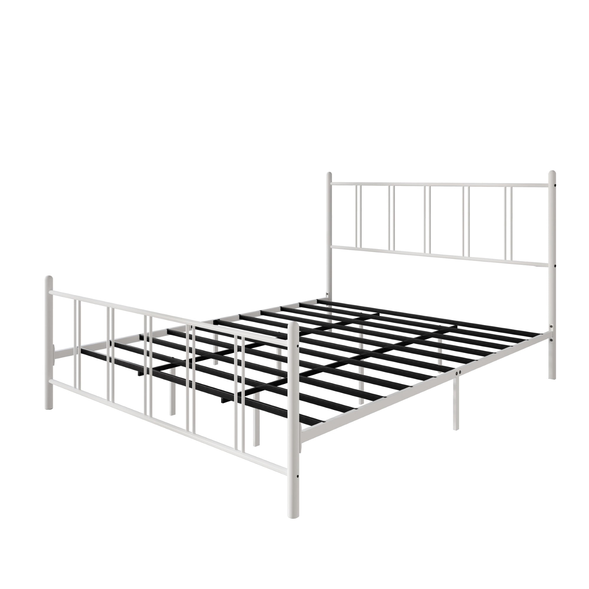 Home Design Decatur Twin Metal Platform Bed Frame, Classic Vertical Slat Headboard & Footboard, Easy Assembly, White