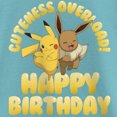 thumbnail image 2 of Girl's Pokemon Pikachu and Eevee Cuteness Overload Happy Birthday  Graphic Tee Tahiti Blue X Large, 2 of 4