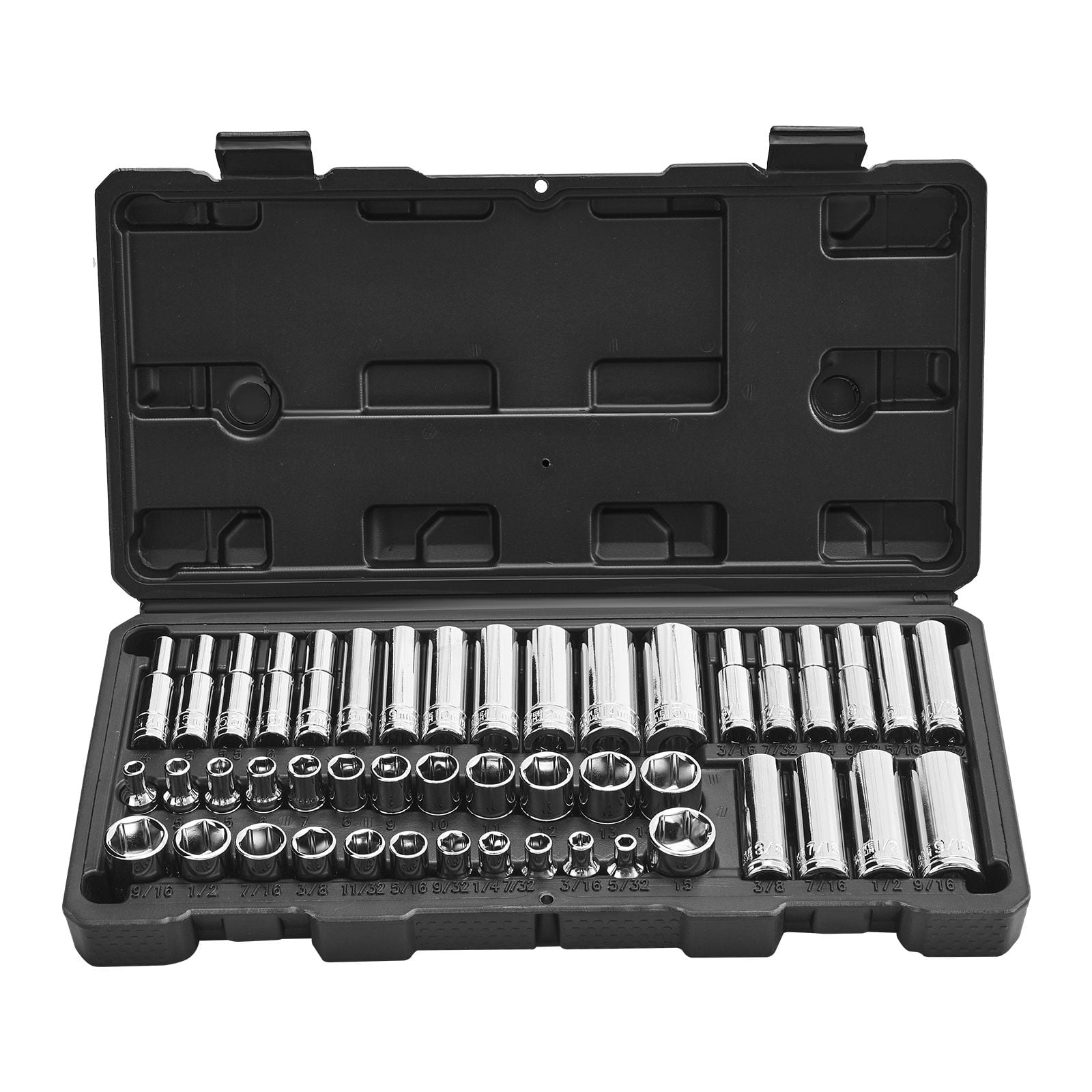 Socket Set 1/4 Inch Drive 6-Point CR-V Alloy Steel 601 IN-LB High Torque with Storage Case Metric for Automotive Bike Plumbing DIY
