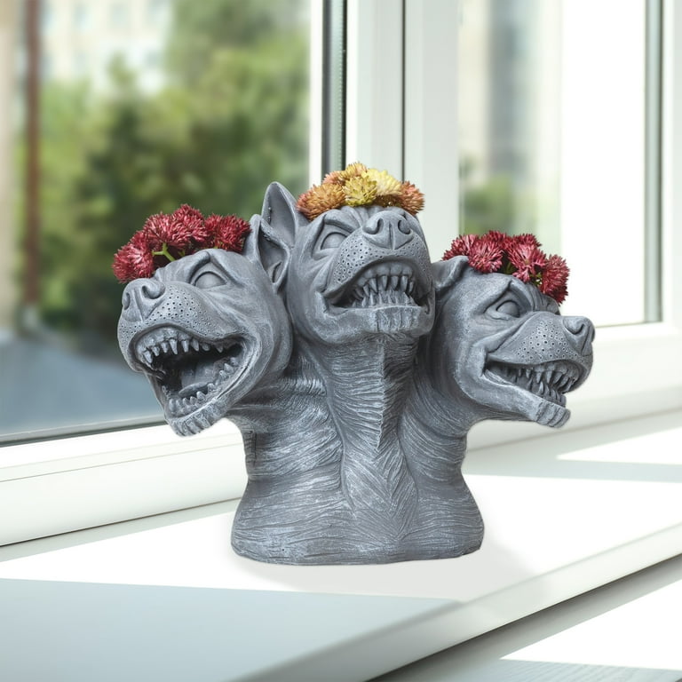 Esterno Cerberus 3-Headed Dog Planter; Garden Decor Statue