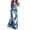 Blue, variant on Long Sleeve Mother of The Bride Dresses for Women 2026 Boho Chiffon Maxi Dresses Deep V Neck Floral Print Wedding Guest Gowns with Belt