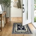 thumbnail image 2 of ODIKA Grey Aztec Boho Southwestern Zigzag Border Gripper Bands Stepped Stain Resistant Thin Throw for Entryway, Kitchen, Laundry Room, 2 of 7