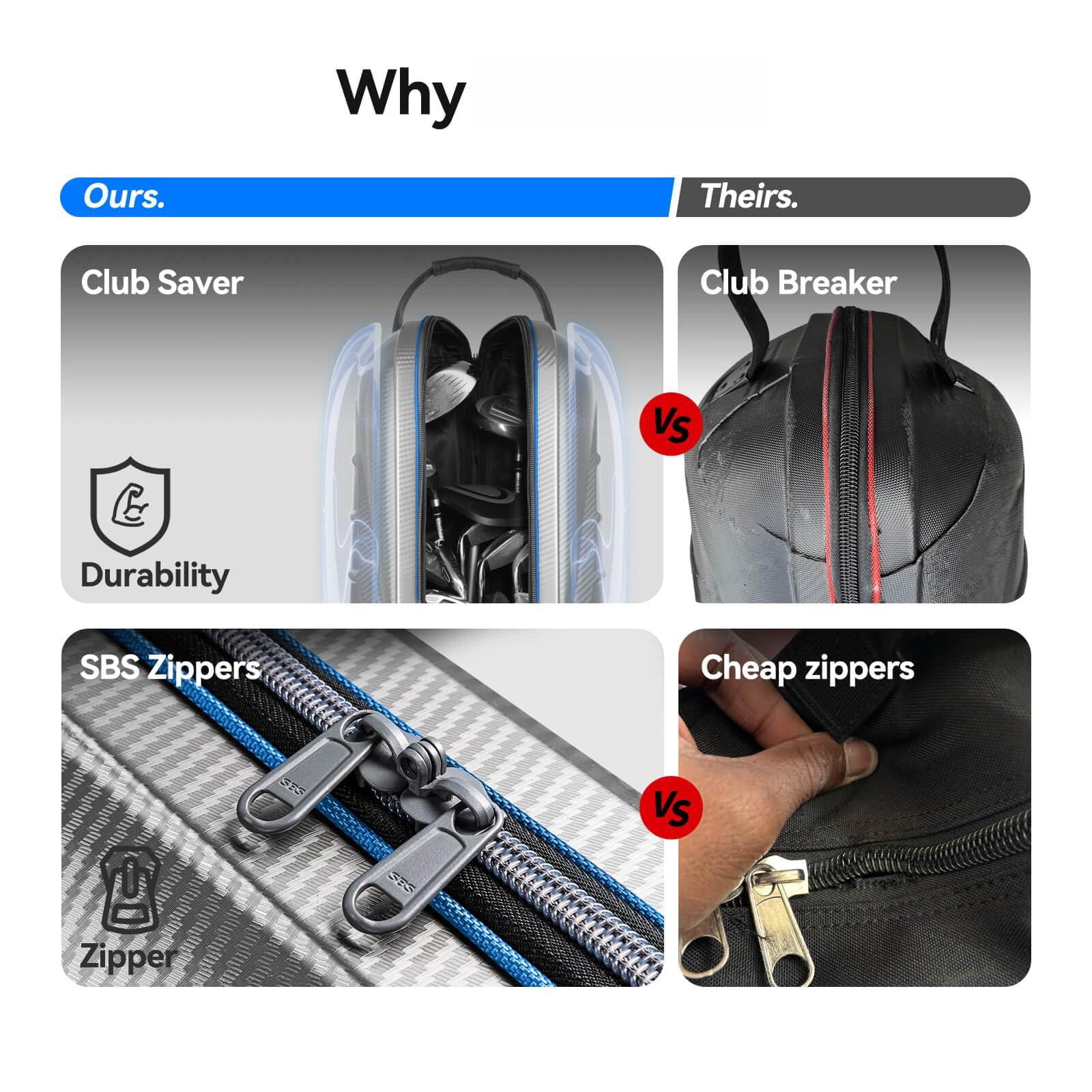 Golf Travel Bag For Airlines With Carbon Fiber Hard Top  Protective Club Traveling Cover Wheel Carrier Case Airplanes Thick Padding Durable Zippers And 2 Sided Spacious Pockets